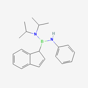 molecular formula C21H27BN2 B12606566 Boranediamine, 1-(1H-inden-1-yl)-N,N-bis(1-methylethyl)-N'-phenyl- CAS No. 648431-25-8