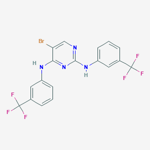molecular formula C18H11BrF6N4 B12606641 5-Bromo-N~2~,N~4~-bis[3-(trifluoromethyl)phenyl]pyrimidine-2,4-diamine CAS No. 872604-19-8