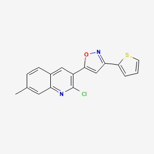 molecular formula C17H11ClN2OS B12606907 Quinoline, 2-chloro-7-methyl-3-[3-(2-thienyl)-5-isoxazolyl]- CAS No. 650637-50-6