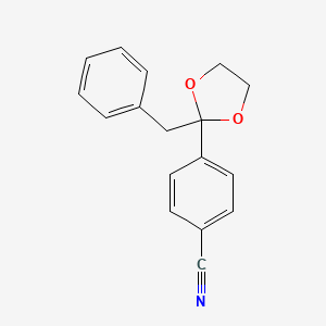 molecular formula C17H15NO2 B12607177 4-(2-Benzyl-1,3-dioxolan-2-yl)benzonitrile CAS No. 917364-15-9