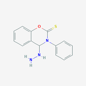 molecular formula C14H13N3OS B12607189 2H-1,3-Benzoxazine-2-thione, 4-hydrazino-3,4-dihydro-3-phenyl- CAS No. 647849-39-6
