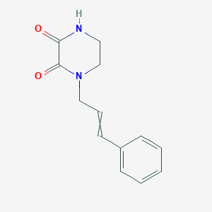 molecular formula C13H14N2O2 B12607307 1-(3-Phenylprop-2-en-1-yl)piperazine-2,3-dione CAS No. 918428-82-7