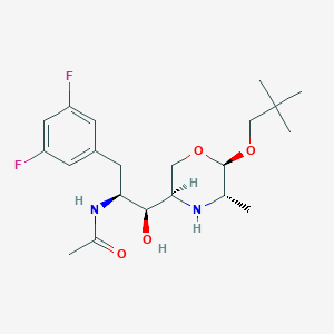 molecular formula C21H32F2N2O4 B12607344 Acetamide,N-[(1S,2S)-1-[(3,5-difluorophenyl)methyl]-2-[(3R,5S,6R)-6-(2,2-dimethylpropoxy)-5-methyl-3-morpholinyl]-2-hydroxyethyl]- 