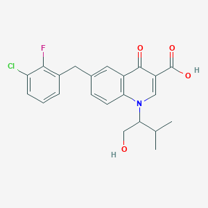 molecular formula C22H21ClFNO4 B12607353 elvitegravir;3-Quinolinecarboxylic acid, 6-[(3-chloro-2-fluorophenyl)methyl]-1,4-dihydro-1-[(1S)-1-(hydroxymethyl)-2-methylpropyl]-4-oxo- 