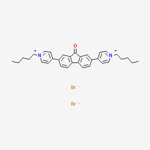 molecular formula C33H36Br2N2O B12607402 4,4'-(9-Oxo-9H-fluorene-2,7-diyl)bis(1-pentylpyridin-1-ium) dibromide CAS No. 651049-06-8