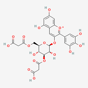 molecular formula C27H25O18+ B1260746 Delphinidin 3-O-3'',6''-O-dimalonylglucoside 