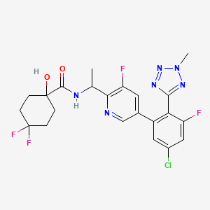 molecular formula C22H21ClF4N6O2 B12607520 Cyclohexanecarboxamide, N-[(1R)-1-[5-[5-chloro-3-fluoro-2-(2-methyl-2H-tetrazol-5-yl)phenyl]-3-fluoro-2-pyridinyl]ethyl]-4,4-difluoro-1-hydroxy- 