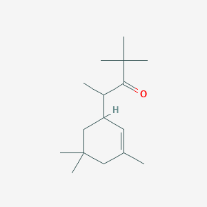 molecular formula C16H28O B12607644 3-Pentanone, 2,2-dimethyl-4-(3,5,5-trimethyl-2-cyclohexen-1-yl)- CAS No. 648858-08-6