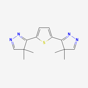 molecular formula C14H16N4S B12607884 3,3'-(Thiene-2,5-diyl)bis(4,4-dimethyl-4H-pyrazole) CAS No. 643029-60-1