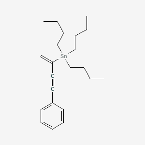 molecular formula C22H34Sn B12608118 Stannane, tributyl(1-methylene-3-phenyl-2-propynyl)- CAS No. 650605-91-7