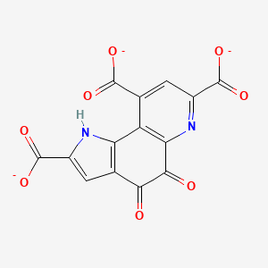 molecular formula C14H3N2O8-3 B1260813 4,5-Dioxo-4,5-dihydro-1H-pyrrolo[2,3-f]quinoline-2,7,9-tricarboxylate 