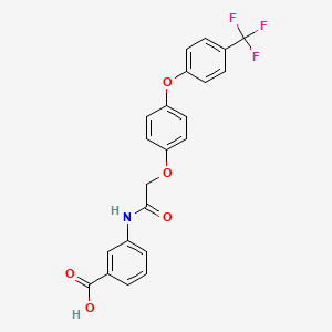 molecular formula C22H16F3NO5 B12608139 Benzoic acid, 3-[[[4-[4-(trifluoromethyl)phenoxy]phenoxy]acetyl]amino]- CAS No. 649774-13-0