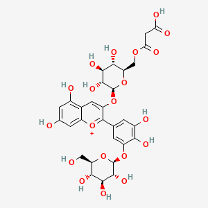 molecular formula C30H33O20+ B1260821 delphinidin 3-O-(6''-O-malonyl)-beta-D-glucoside-3'-O-beta-D-glucoside 