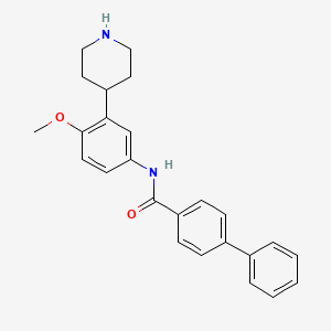 molecular formula C25H26N2O2 B12608212 N-[4-Methoxy-3-(piperidin-4-yl)phenyl][1,1'-biphenyl]-4-carboxamide CAS No. 648902-32-3