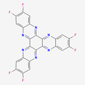 molecular formula C24H6F6N6 B12608265 6,7,16,17,26,27-hexafluoro-3,10,13,20,23,30-hexazaheptacyclo[20.8.0.02,11.04,9.012,21.014,19.024,29]triaconta-1(30),2,4,6,8,10,12,14,16,18,20,22,24,26,28-pentadecaene 