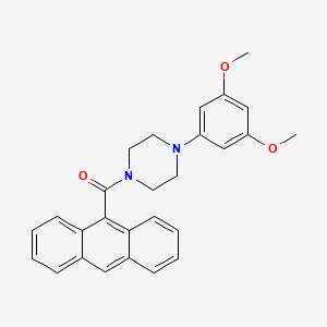 molecular formula C27H26N2O3 B12608286 Piperazine, 1-(9-anthracenylcarbonyl)-4-(3,5-dimethoxyphenyl)- CAS No. 647854-30-6