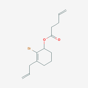 molecular formula C14H19BrO2 B12608302 2-Bromo-3-(prop-2-en-1-yl)cyclohex-2-en-1-yl pent-4-enoate CAS No. 645421-48-3