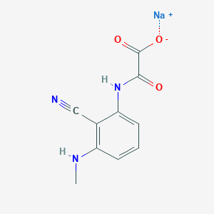 molecular formula C10H8N3NaO3 B1260842 Acetic acid, ((2-cyano-3-(methylamino)phenyl)amino)oxo-, monosodium salt CAS No. 63365-44-6