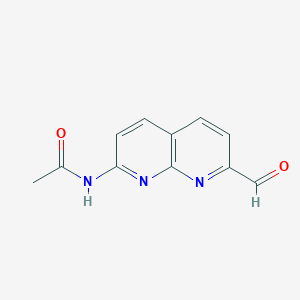 molecular formula C11H9N3O2 B12608430 N-(7-formyl-1,8-naphthyridin-2-yl)acetamide 