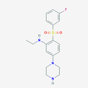 molecular formula C18H22FN3O2S B12608470 N-Ethyl-2-(3-fluorobenzene-1-sulfonyl)-5-(piperazin-1-yl)aniline CAS No. 648431-29-2