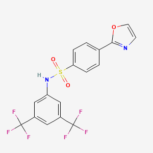 molecular formula C17H10F6N2O3S B12608485 Benzenesulfonamide, N-[3,5-bis(trifluoromethyl)phenyl]-4-(2-oxazolyl)- CAS No. 646039-67-0