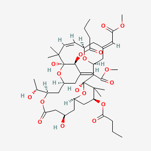 molecular formula C45H68O17 B1260851 [(1S,3S,5Z,7R,8Z,11S,12S,13E,15S,17R,21R,23R,25S)-12-butanoyloxy-1,11,21-trihydroxy-17-[(1R)-1-hydroxyethyl]-5,13-bis(2-methoxy-2-oxoethylidene)-10,10,26,26-tetramethyl-19-oxo-18,27,28,29-tetraoxatetracyclo[21.3.1.13,7.111,15]nonacos-8-en-25-yl] butanoate 