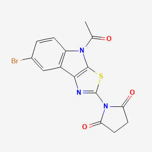 molecular formula C15H10BrN3O3S B12608570 1-(4-Acetyl-7-bromo-4H-[1,3]thiazolo[5,4-b]indol-2-yl)pyrrolidine-2,5-dione CAS No. 905825-57-2