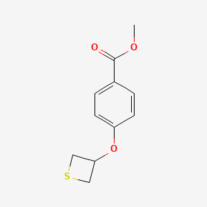 molecular formula C11H12O3S B12608644 Benzoic acid, 4-(3-thietanyloxy)-, methyl ester CAS No. 647033-03-2