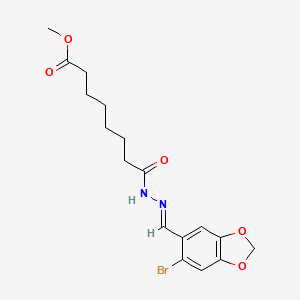 methyl 8-[(2E)-2-[(6-bromo-1,3-benzodioxol-5-yl)methylidene]hydrazinyl]-8-oxooctanoate