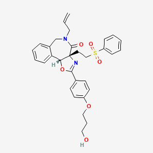 molecular formula C31H32N2O6S B1260887 (3aR,10bR)-3a-[2-(benzenesulfonyl)ethyl]-2-[4-(3-hydroxypropoxy)phenyl]-5-prop-2-enyl-6,10b-dihydrooxazolo[4,5-d][2]benzazepin-4-one 