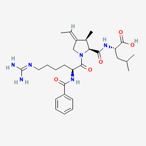 molecular formula C28H42N6O5 B1260897 (S)-2-[[(2S,3R)-1-[(S)-2-(Benzoylamino)-6-guanidinohexanoyl]-3-methyl-4-[(Z)-ethylidene]-2-pyrrolidinyl]carbonylamino]-4-methylpentanoic acid 