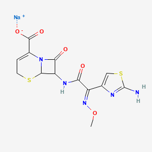 sodium;7-[[(2E)-2-(2-amino-1,3-thiazol-4-yl)-2-methoxyiminoacetyl]amino]-8-oxo-5-thia-1-azabicyclo[4.2.0]oct-2-ene-2-carboxylate