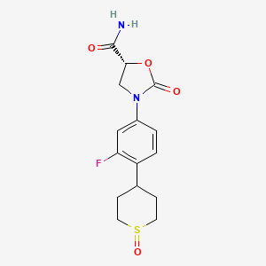 (5R)-3-[3-fluoro-4-(1-oxidotetrahydro-2H-thiopyran-4-yl)phenyl]-2-oxo-1,3-oxazolidine-5-carboxamide