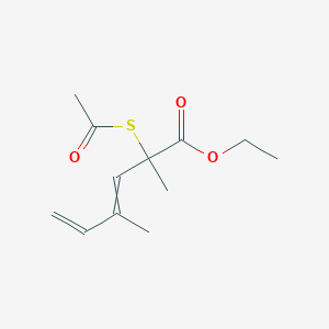 molecular formula C12H18O3S B12609028 Ethyl 2-(acetylsulfanyl)-2,4-dimethylhexa-3,5-dienoate CAS No. 646517-88-6