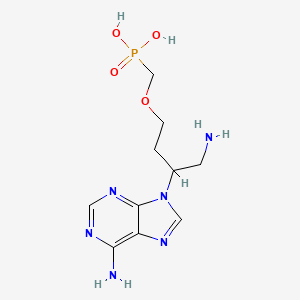 molecular formula C10H17N6O4P B12609113 Phosphonic acid, [[4-amino-3-(6-amino-9H-purin-9-yl)butoxy]methyl]- CAS No. 643028-96-0