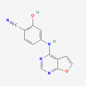 molecular formula C13H8N4O2 B12609181 4-[(Furo[2,3-d]pyrimidin-4-yl)amino]-2-hydroxybenzonitrile CAS No. 918340-65-5