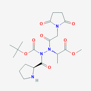 molecular formula C20H30N4O8 B126092 tert-Butyloxycarbonyl-prolyl-aminosuccinyl-glycyl-alanine methyl ester CAS No. 142453-08-5