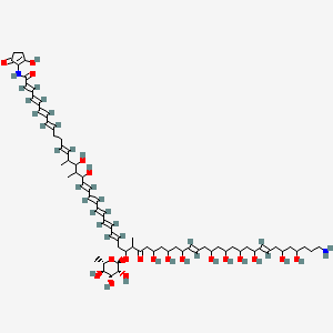 (2E,4E,6E,8E,12E,18E,20E,22E,24E,26E,38E,48E)-56-amino-15,17,33,35,37,41,43,45,47,51,53-undecahydroxy-N-(2-hydroxy-5-oxocyclopenten-1-yl)-14,16,30-trimethyl-31-oxo-29-[(2R,3R,4R,5R,6S)-3,4,5-trihydroxy-6-methyloxan-2-yl]oxyhexapentaconta-2,4,6,8,12,18,20,22,24,26,38,48-dodecaenamide