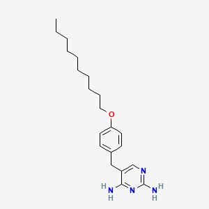 molecular formula C21H32N4O B12609233 5-{[4-(Decyloxy)phenyl]methyl}pyrimidine-2,4-diamine CAS No. 650606-18-1