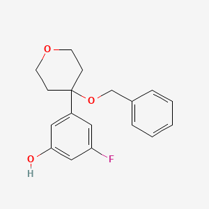molecular formula C18H19FO3 B12609284 3-[4-(Benzyloxy)oxan-4-yl]-5-fluorophenol CAS No. 651326-24-8