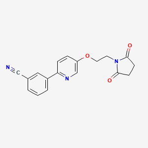 molecular formula C18H15N3O3 B12609286 3-{5-[2-(2,5-Dioxopyrrolidin-1-yl)ethoxy]pyridin-2-yl}benzonitrile CAS No. 918146-84-6