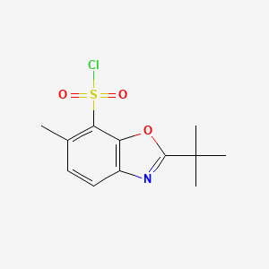 molecular formula C12H14ClNO3S B12609369 2-tert-Butyl-6-methyl-1,3-benzoxazole-7-sulfonyl chloride CAS No. 914638-37-2