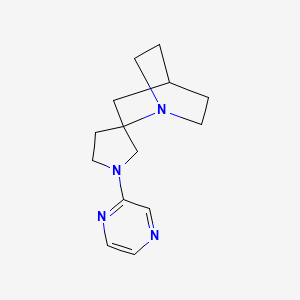 molecular formula C14H20N4 B12609473 Spiro[1-azabicyclo[2.2.2]octane-2,3'-pyrrolidine], 1'-pyrazinyl- CAS No. 646056-96-4