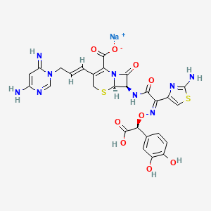 sodium;(6R,7R)-3-[(E)-3-(4-amino-6-iminopyrimidin-1-yl)prop-1-enyl]-7-[[(2Z)-2-(2-amino-1,3-thiazol-4-yl)-2-[(S)-carboxy-(3,4-dihydroxyphenyl)methoxy]iminoacetyl]amino]-8-oxo-5-thia-1-azabicyclo[4.2.0]oct-2-ene-2-carboxylate