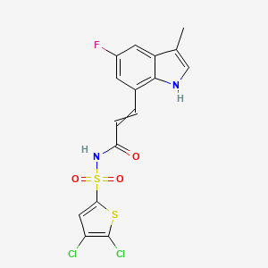 molecular formula C16H11Cl2FN2O3S2 B12609565 N-(4,5-Dichlorothiophene-2-sulfonyl)-3-(5-fluoro-3-methyl-1H-indol-7-yl)prop-2-enamide CAS No. 882999-52-2