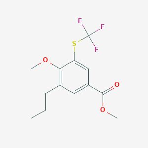 molecular formula C13H15F3O3S B12609683 Methyl 4-methoxy-3-propyl-5-[(trifluoromethyl)sulfanyl]benzoate CAS No. 647856-04-0