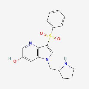 molecular formula C18H19N3O3S B12609691 1H-Pyrrolo[3,2-b]pyridin-6-ol, 3-(phenylsulfonyl)-1-(2-pyrrolidinylmethyl)- CAS No. 651024-62-3