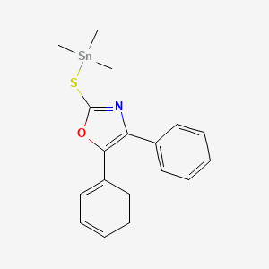 molecular formula C18H19NOSSn B12609795 4,5-Diphenyl-2-[(trimethylstannyl)sulfanyl]-1,3-oxazole CAS No. 880494-43-9