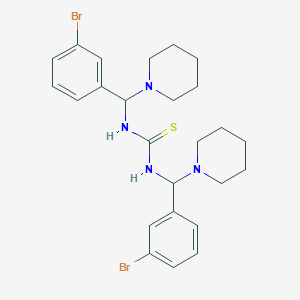 molecular formula C25H32Br2N4S B12609990 Thiourea, N,N'-bis[(3-bromophenyl)-1-piperidinylmethyl]- CAS No. 649740-19-2