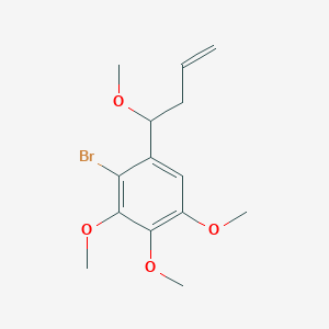 molecular formula C14H19BrO4 B12610169 Benzene, 2-bromo-3,4,5-trimethoxy-1-(1-methoxy-3-buten-1-yl)- CAS No. 917470-28-1